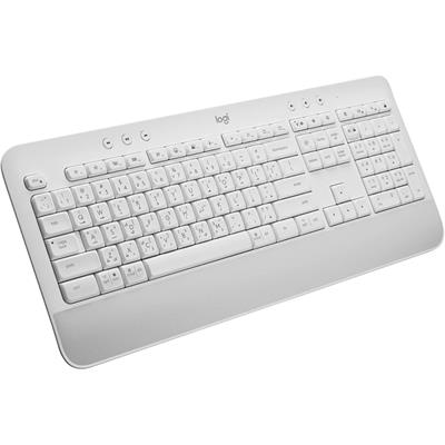 Logitech Signature K650 Comfort Full-Size Wireless Keyboard with Wrist Rest, BLE Bluetooth or Logi Bolt USB Receiver, Deep-Cushioned Keys, Numpad, Compatible with Most OS/PC/Window/Mac - Off White (AR Layout)