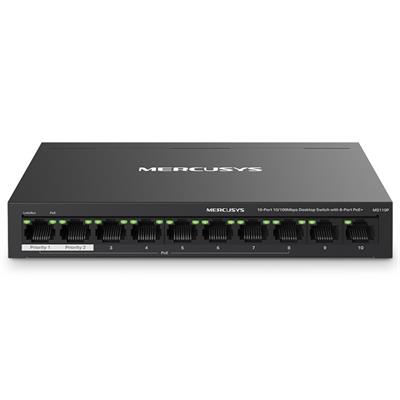 Mercusys MS110P 10-Port 10/100Mbps Desktop Switch with 8-Port PoE+