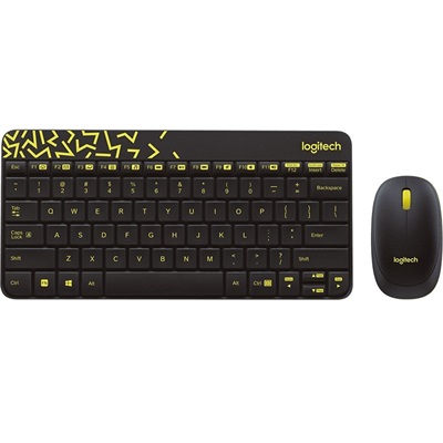 Logitech MK240 Nano Wireless Keyboard Mouse Combo - Black Chartreuse Yellow