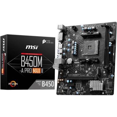 MSI B450M-A Pro Max II ProSeries Motherboard (mATX, Supports AMD 5000/4000/3000/2000/1000 Series AM4 Processors, M.2, SATA 6G, USB 3.2 Gen 1, DDR4, HDMI/DVI, 2.5Gbps LAN)