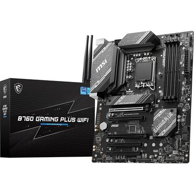 MSI B760 Gaming Plus WiFi Gaming Motherboard (Supports 12th/13th/14th Gen Intel Processors, LGA 1700, DDR5, PCIe 4.0, M.2, 2.5Gbps LAN, USB 3.2 Gen2, HDMI/DP, Wi-Fi 6E, Bluetooth 5.3, ATX)