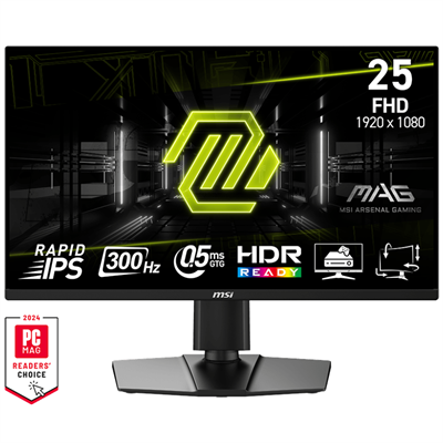 MSI MAG 255PXF Gaming Monitor, 300Hz Refresh Rate, 1080p FHD 25", 0.5ms Response Time, Rapid IPS Panel, Less Blue Light, AI Vision