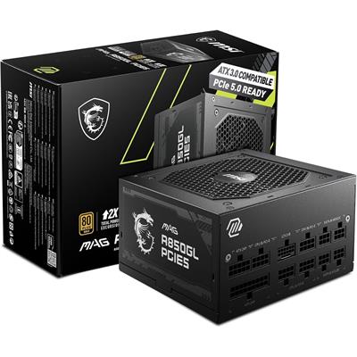 MSI MAG A850GL PCIE 5 & ATX 3.0 Gaming Power Supply, Full Modular, 80 Plus Gold Certified 850W, Compact Size, ATX PSU