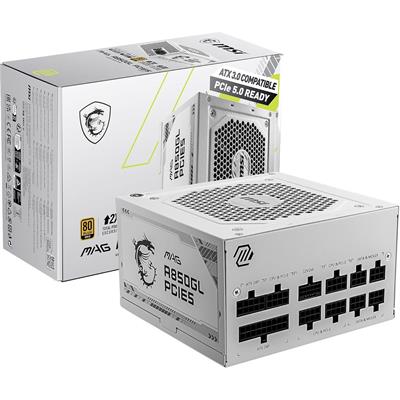 MSI MAG A850GL PCIE5 White 850W 80 Plus Gold Fully Modular Power Supply