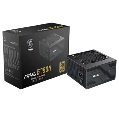 MSI PAG G750N Gaming Power Supply - 80 Plus Gold Certified 750W, Non-Modular, Low Noise ATX PSU, Black