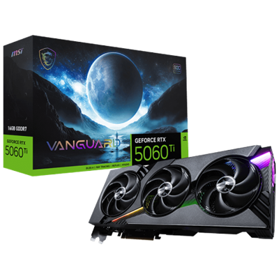 MSI Gaming RTX 5060 Ti 16G Vanguard SOC Graphics Card (16GB GDDR7, 128-bit, Extreme Performance: 2707 MHz, DisplayPort x 3 2.1a, HDMI 2.1b, NVIDIA Blackwell Architecture)
