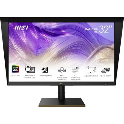 MSI Summit MS321UP 32" Monitor, 3840 x 2160 (UHD), IPS, 60Hz, VESA Certified DisplayHDR 600, 4ms, HDMI, Displayport, USB C, Tilt, Swivel, Height Adjustable - Open Box