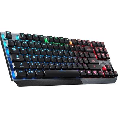 MSI Vigor GK50 Low Profile TKL Mechanical Gaming Keyboard, US Layout - Kailh White Low Profile Switches (Clicky), Ergonomic Keycaps, Anti-Slip Base, Per-Key RGB Mystic Light, USB 2.0, Tenkeyless