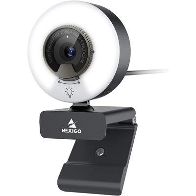 NexiGo N960E 1080P 60FPS Webcam with Light, Software Included, Fast AutoFocus, Built-in Privacy Cover, USB Web Camera, Dual Stereo Microphone, for Zoom Meeting Skype Teams Twitch (Without Box)