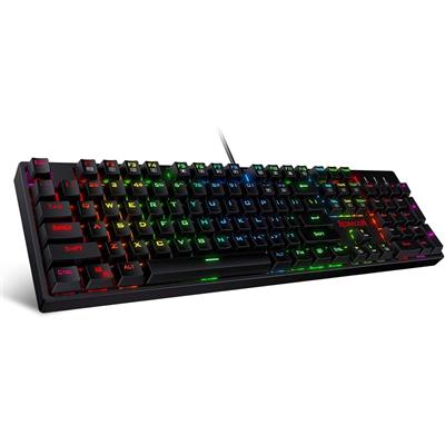 Redragon K582 Surara RGB Mechanical Gaming Keyboard, 100% 104 Keys Standard Layout Gaming Keyboard with Double-Shot ABS Keycaps, Dynamic 16.8M RGB Backlit & Linear Red Switch, Redefine Software Supported, Black