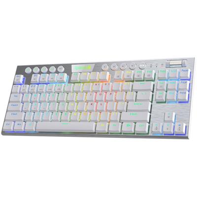 Redragon K621 Horus Pro TKL Wireless RGB Mechanical Gaming Keyboard, 5.0 BT/2.4 Ghz/Wired Three Modes 80% Ultra-Thin Low Profile BT Keyboard w/Dedicated Media Control & Linear Red Switches, White