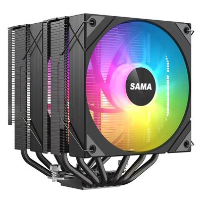 Sama 6PDW ARGB Black CPU Air Cooler 120mm Cooling Fan Addressable RGB Aluminum PC CPU Heatsink for Intel and AMD