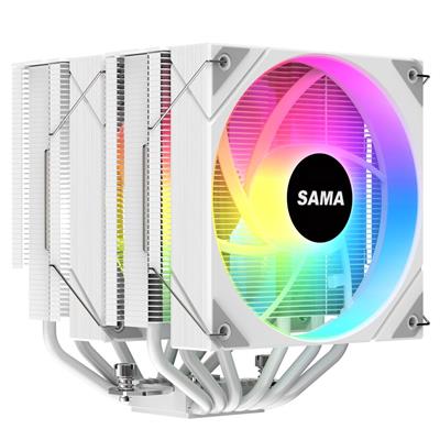 Sama 6PDW ARGB White CPU Air Cooler 120mm Cooling Fan Addressable RGB Aluminum PC CPU Heatsink for Intel and AMD