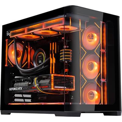 Sama Neview 2851A Gaming ATX PC Case, Mid-Tower Computer Case with 4 ARGB PWM Fans, 360mm Radiator Support, Curved Tempered Glass Front and Side Panel - Black