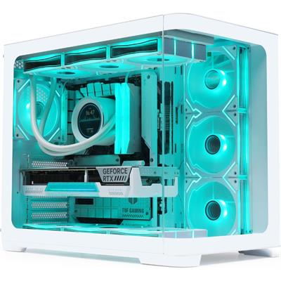 Sama Neview 2851A Gaming ATX PC Case, Mid-Tower Computer Case with 4 ARGB PWM Fans, 360mm Radiator Support, Curved Tempered Glass Front and Side Panel - White