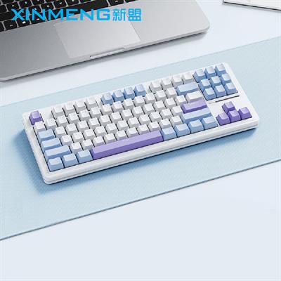 Sama Xinmeng M87 Pro V2 Mechanical Keyboard Three Mode RGB Wireless Gaming Keyboard Custom E-Sports Hot Swap Gasket PC Gamer Office (White Blue, Emerald Blue Switch)