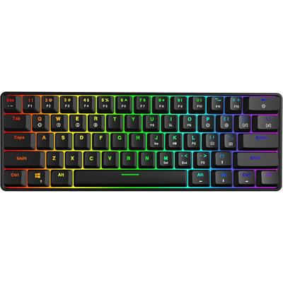 Skyloong GK61 SK61 60% Wireless Mechanical Gaming Keyboard, Bluetooth/2.4GHz/USB-C, Mini Compact 61 Keys RGB Illuminated LED Backlit Programmable, for PC/Mac Gamer - Black