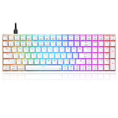 Skyloong GK96 SK96 Wireless Mechanical Gaming Keyboard, Bluetooth/2.4GHz/USB-C, RGB Illuminated LED Backlit Programmable, for PC/Mac Gamer - White