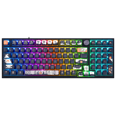 Skyloong GK980 98-Key Wireless RGB Backlit Mechanical Gaming Keyboard, Bluetooth/2.4GHz/USB-C, Knob Mechanical Keyboard for Win/Mac OS - Dark Tale