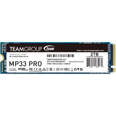 TeamGroup MP33 PRO 2TB SLC Cache 3D NAND TLC NVMe 1.3 PCIe Gen3x4 M.2 2280 Internal SSD R/W Speed Up to 3500/3000 MB/s Laptop & Desktop