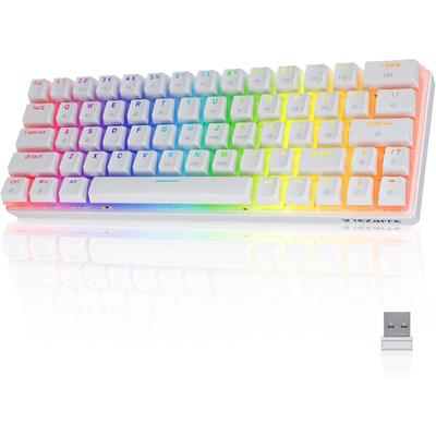 Tezarre TK63 Pro RGB Wireless Gaming Keyboard - White (Gateron Red Switches)