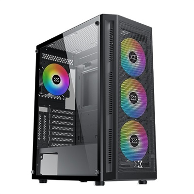 Xigmatek Master X Tempered Glass ARGB Mid Tower Chassis Gaming Case – 4x X20A ARGB Fans Pre-Installed