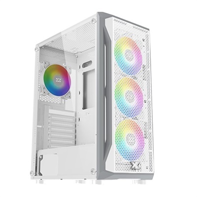 Xigmatek Gaming X Arctic Tempered Glass ARGB Mid Tower Chassis Gaming Case – 4x X20A Arctic ARGB Fans Pre-Installed