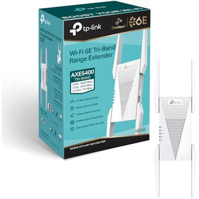 TP-Link RE815XE AXE5400 Tri-Band Mesh Wi-Fi 6E Range Extender, Broadband/Wi-Fi Extender, Wi-Fi Booster/Hotspot with 1 Gigabit Port, 160 MHz Channels, Built-In Access Point Mode, Easy Setup