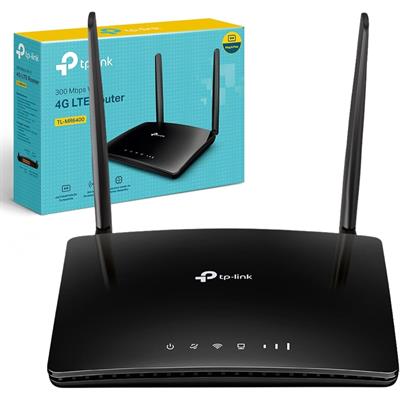 TP-Link TL-MR100 300Mbps 2.4GHz Wireless N 4G LTE, Wi-Fi N300, Plug and Play, Parental Controls, Guest Network, with Micro SIM Card Slot, WiFi Router, Black