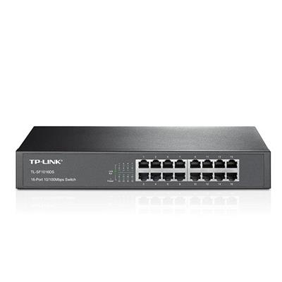 TP-Link TL-SF1016DS 16 Port 10/100Mbps Fast Ethernet Switch Plug & Play Desktop/Rackmount Sturdy Metal w/ Shielded Ports Fanless Unmanaged