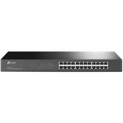 TP-Link TL-SF1024 24-Port Fast Ethernet Unmanaged Switch, Plug and Play, Rackmount, Metal, Fanless