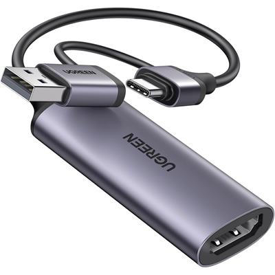 Ugreen Full HD 1080P 60FPS Capture Card HDMI to USB A/Type C 4K Video Capture Card for Streaming, Recording, Gaming, Compatible with Switch, PS4, PS5, Xbox, Work with PC/Windows/Mac OS