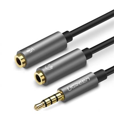 Ugreen 3.5mm Audio Stereo Y Splitter Extension Cable 3.5mm Male to 2 Female for Earphone, Headset Splitter Adapter, Compatible for PS4, Xbox One, Laptop, Phone, PC Gaming Headset with Mic - (Black)