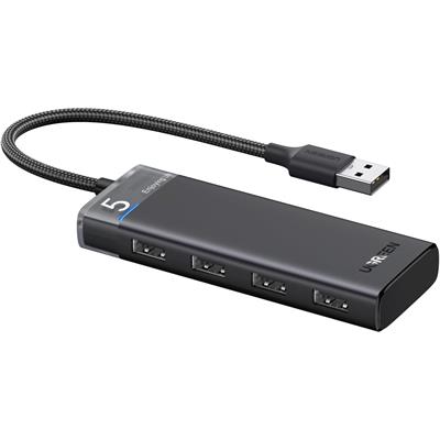 Ugreen 4-Port USB 3.0 Hub, 5Gbps High Speed Data Transmission with USB-C Power Supply for PC, Laptop, Flash Drive, Mobile HDD, Windows