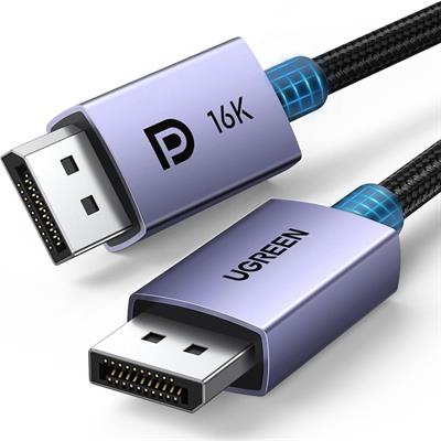 Ugreen DisplayPort Cable 2.1 VESA Certified DP2.0 40Gbps Support 16K@30Hz 8K@240Hz 4K@240Hz HDR, HDCP, DSC 1.2a, Braided Display Port Cable Cord Compatible FreeSync G-Sync Video Card Monitor, 2m