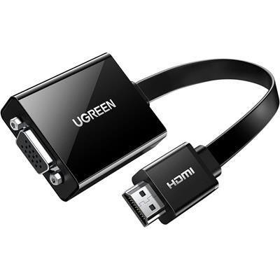 Ugreen Active HDMI to VGA Adapter with 3.5mm Audio Jack, HDMI Male to VGA Female, up to 1080P for PC, Laptop, Ultrabook, Raspberry Pi, Chromebook, Black