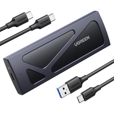 Ugreen M.2 NVMe SSD Enclosure, Tool-Free NVMe Enclosure, 10Gbps NVMe to USB Adapter with USB 3.2 Gen2, Aluminum M2 SSD Enclosure Supports M and B&M Keys and Size in 2230/2242 /2260/2280 SSDs (Black)