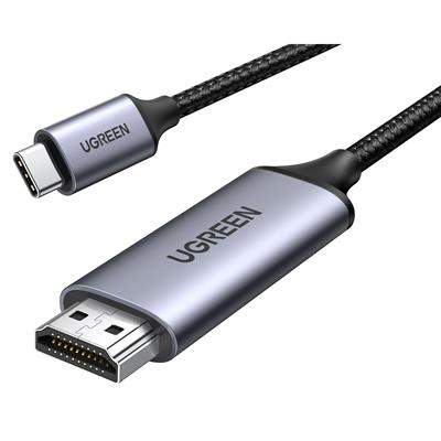 Ugreen USB-C to HDMI Cable (4K@60Hz), Type C to HDMI Adapter Thunderbolt 4/3 to HDMI for Home Office Compatible with iPhone 16 Pro Max Plus, MacBook Pro Air iPad Pro, XPS, Galaxy S24 Steam Deck - 1.5m (Gray Black)