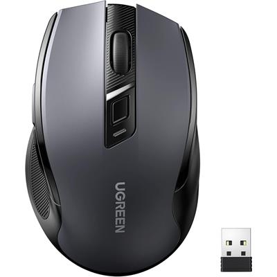 Ugreen Wireless Mouse 2.4GHz with USB Receiver, 5-Level 4000 DPI 6 Buttons, 18 Months Battery Life Cordless Mouse, Ergonomic Computer Mice for Laptop, Computer, PC, MacBook, Chromebook - Black