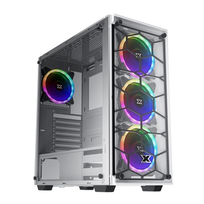 Xigmatek Venom X Arctic ARGB Mid Tower Chassis E-ATX/ATX Gaming PC Case with 4 ARGB Fan