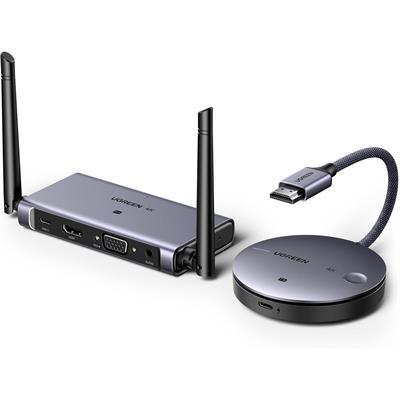 Ugreen 4K@30Hz Wireless HDMI Transmitter and Receiver, One Click to Connection, 165FT/50M Range, 2.4G/5G Wireless HDMI Extender Kit for Streaming up Video and Audio to Monitor from Laptop/PC/TV Box