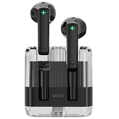 Wiwu T21 Crystal Transparent Wireless Bluetooth Earbuds - Black