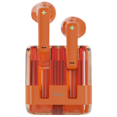 Wiwu T21 Crystal Transparent Wireless Bluetooth Earbuds - Orange