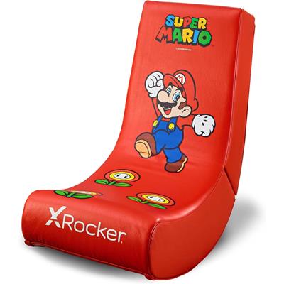 X Rocker Super Mario Video Gaming Floor Chair, Official All-Star Edition Nintendo Collectible, Faux Leather, Foldable, 33.46" x 16.14" x 25.59", Mario Red