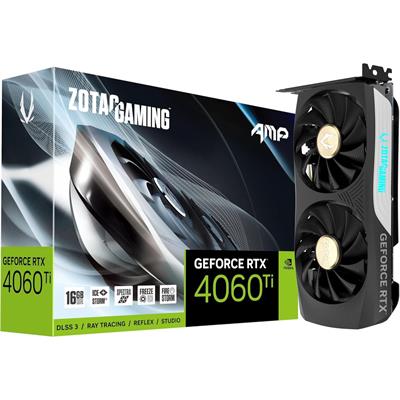 Zotac Gaming GeForce RTX 4060 Ti 16GB AMP DLSS 3 16GB GDDR6 128-bit 18 Gbps PCIE 4.0 Compact Gaming Graphics Card, IceStorm 2.0 Advanced Cooling, Spectra RGB Lighting