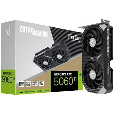 Zotac Gaming GeForce RTX 5060 Ti Twin Edge Graphics Card, 8GB GDDR7 128-Bit Memory, 2572 MHz Engine Clock, 28 Gbps Memory Clock, 4608 CUDA Cores, PCI Express 5.0 x8