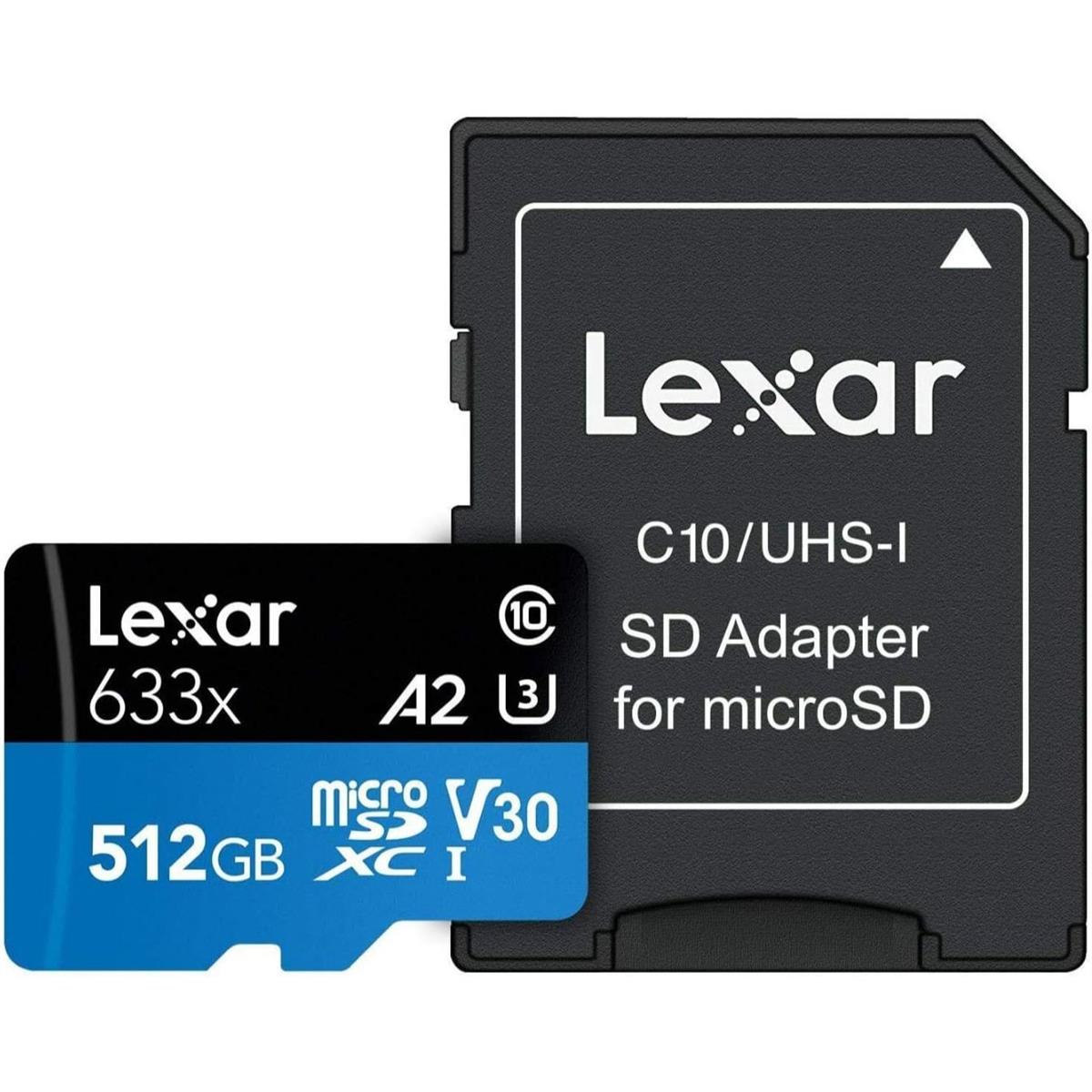 Lexar High-Performance 633x 512GB w/ Adapter microSD Card