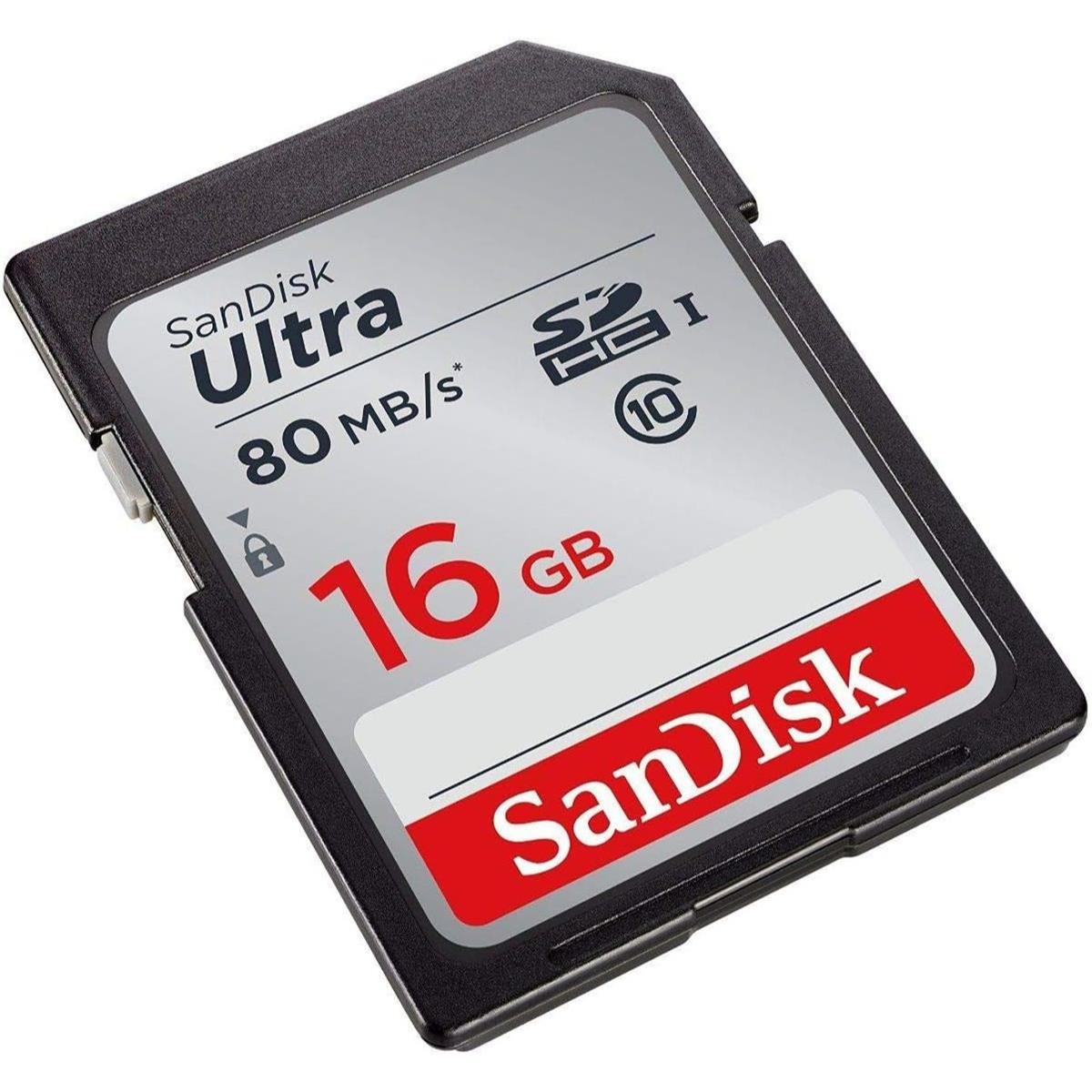 SanDisk Ultra 16GB Class 10 SDHC UHS-I Memory Card up to 80MB/s