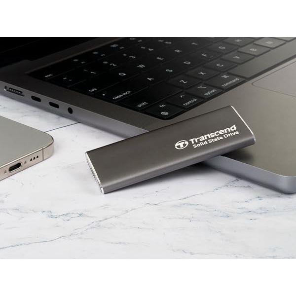 Transcend ESD265C SSD Esterno 1TB USB 3.2 – 10Gbps, 31g, Metallo Grigio, Type-C