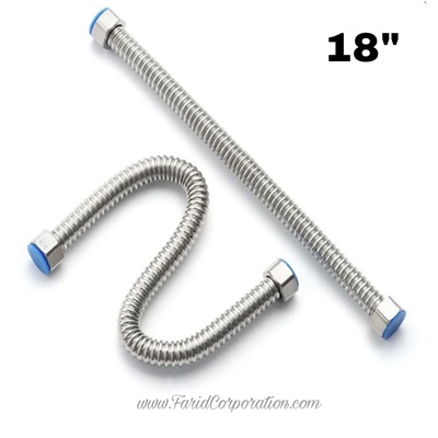 18" Long Flexible Stainless Steel Connection Pipes for Hot and Cold Water 